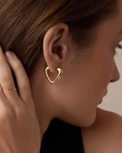 gorjana Amour Heart Hoops 18k Gold Plated Hot