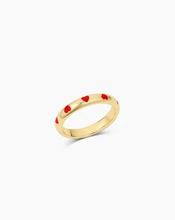 gorjana Amour Helium Heart Ring 18k Gold Plated, Red Clearance