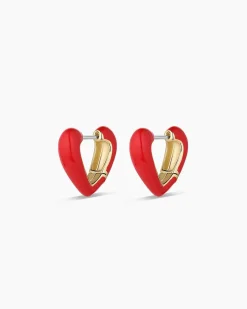 gorjana Amour Red Heart Huggies 18k Gold Plated, Red Online