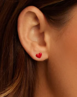 gorjana Amour Single Stud 18k Gold Plated, Red Enamel Online