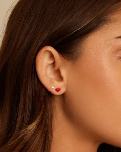 gorjana Amour Single Stud 18k Gold Plated, Red Enamel Online