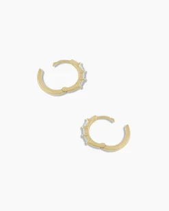 gorjana Baguette White Sapphire Huggies 14k Solid Gold New