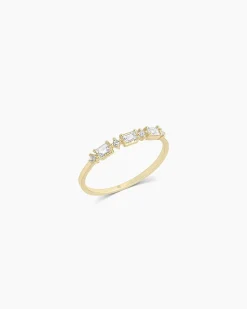 gorjana Baguette White Topaz and Diamond Ring 14k Solid Gold New