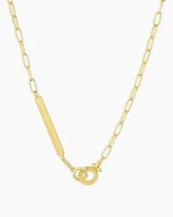 gorjana Bespoke Parker Plate Necklace 18k Gold Plated New