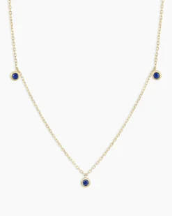 gorjana Classic Blue Sapphire Trio Necklace 14k Solid Gold Sale