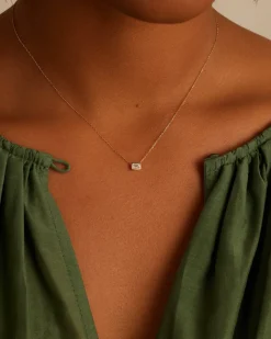 gorjana Classic Diamond Emerald Necklace 14k Solid Gold Fashion