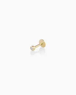 gorjana Classic Diamond Flat Back Single Stud 14k Solid Gold New