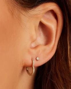 gorjana Classic Diamond Flat Back Single Stud 14k Solid Gold New