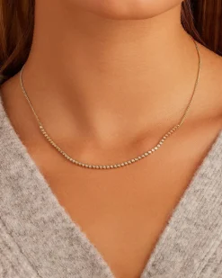 gorjana Classic Diamond Row Necklace 14k Solid Gold Clearance