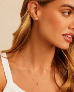 gorjana Classic Emerald Trio Necklace 14k Solid Gold Outlet