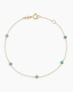 gorjana Classic Five Turquoise Bracelet 14k Solid Gold Sale