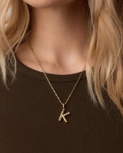 gorjana Crew Alphabet Statement Charm 18k Gold Plated Clearance