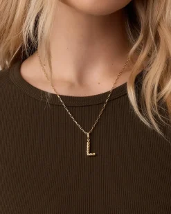 gorjana Crew Alphabet Statement Charm 18k Gold Plated Clearance