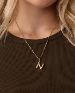 gorjana Crew Alphabet Statement Charm 18k Gold Plated Clearance