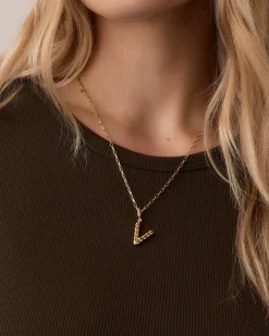 gorjana Crew Alphabet Statement Charm 18k Gold Plated Clearance