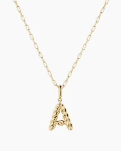 gorjana Crew Alphabet Statement Charm Necklace 18k Gold Plated Clearance