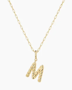gorjana Crew Alphabet Statement Charm Necklace 18k Gold Plated Clearance