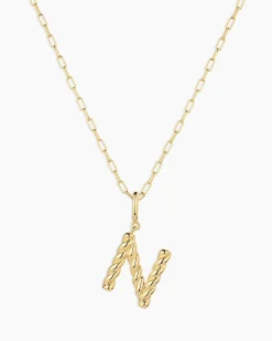 gorjana Crew Alphabet Statement Charm Necklace 18k Gold Plated Clearance