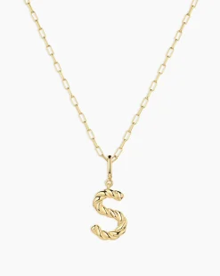 gorjana Crew Alphabet Statement Charm Necklace 18k Gold Plated Clearance