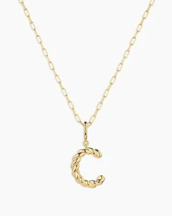 gorjana Crew Alphabet Statement Charm Necklace 18k Gold Plated Clearance