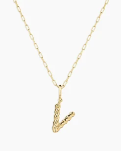 gorjana Crew Alphabet Statement Charm Necklace 18k Gold Plated Clearance
