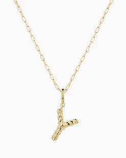 gorjana Crew Alphabet Statement Charm Necklace 18k Gold Plated Clearance