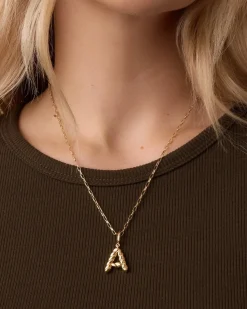 gorjana Crew Alphabet Statement Charm Necklace 18k Gold Plated Clearance