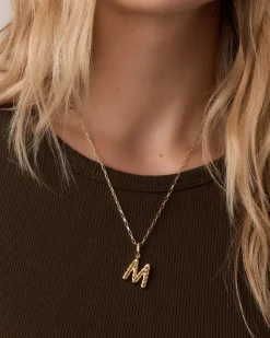gorjana Crew Alphabet Statement Charm Necklace 18k Gold Plated Clearance