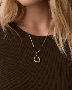 gorjana Crew Alphabet Statement Charm Necklace 18k Gold Plated Clearance