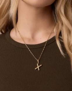 gorjana Crew Alphabet Statement Charm Necklace 18k Gold Plated Clearance