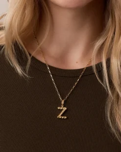 gorjana Crew Alphabet Statement Charm Necklace 18k Gold Plated Clearance