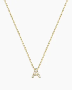 gorjana Diamond Alphabet Necklace 14k Solid Gold Hot