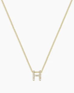 gorjana Diamond Alphabet Necklace 14k Solid Gold Hot