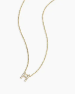 gorjana Diamond Alphabet Necklace 14k Solid Gold Hot