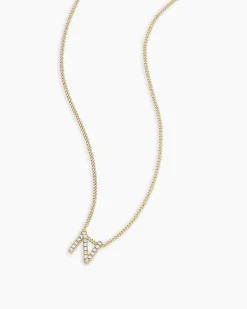 gorjana Diamond Alphabet Necklace 14k Solid Gold Hot