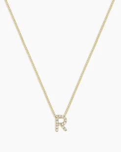 gorjana Diamond Alphabet Necklace 14k Solid Gold Hot