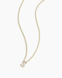 gorjana Diamond Alphabet Necklace 14k Solid Gold Hot