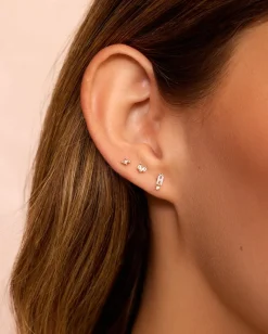 gorjana Diamond and White Sapphire Amara Cluster Single Stud 14k Solid Gold Discount