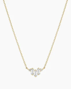 gorjana Diamond and White Sapphire Amara Trio Necklace 14k Solid Gold Outlet