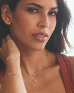 gorjana Diamond and White Sapphire Amara Trio Necklace 14k Solid Gold Outlet