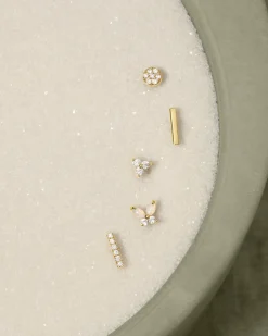 gorjana Diamond Bali Flat Back Single Stud 14k Solid Gold Clearance