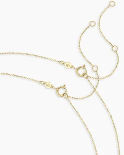 gorjana Diamond Bond Lock & Key Necklace Set 14k Solid Gold Discount