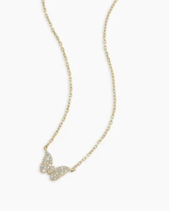 gorjana Diamond Butterfly Necklace 14k Solid Gold Hot