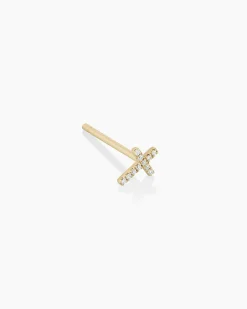 gorjana Diamond Cross Single Stud 14k Solid Gold Online