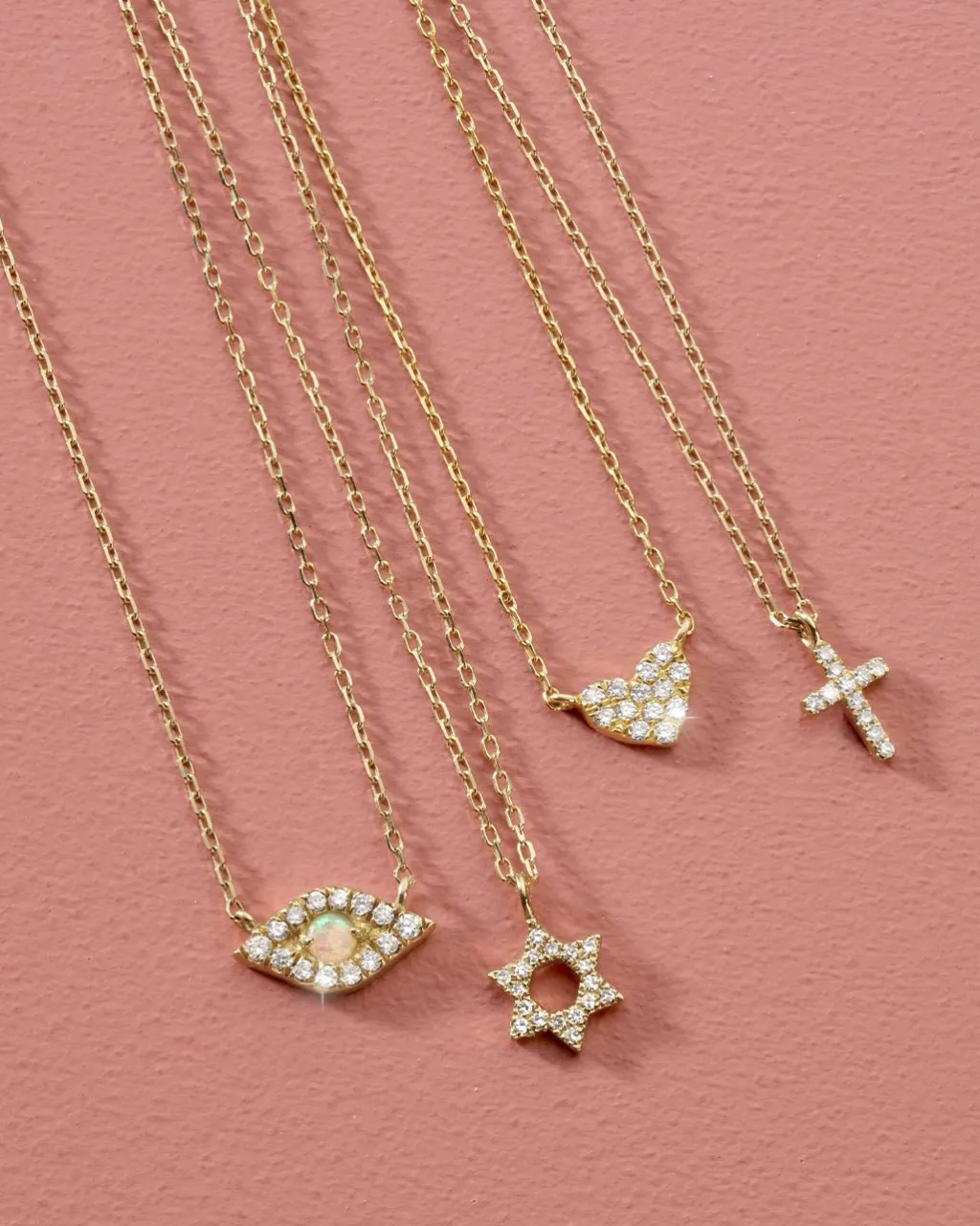 gorjana Diamond Evil Eye Necklace 14k Solid Gold Outlet