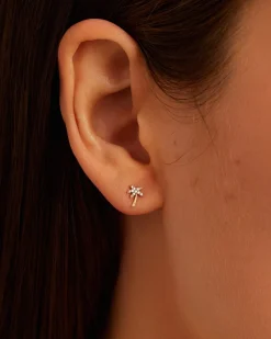 gorjana Diamond Palm Single Stud 14k Solid Gold Sale