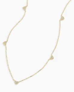 gorjana Diamond Pavé 5 Heart Necklace 14k Solid Gold Hot