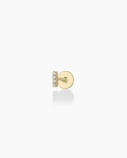 gorjana Diamond Pavé Bar Flat Back Single Stud 14k Solid Gold Discount