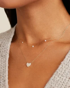 gorjana Diamond Pavé Heart Necklace 14k Solid Gold Fashion