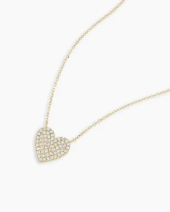 gorjana Diamond Pavé Heart Necklace 14k Solid Gold Fashion